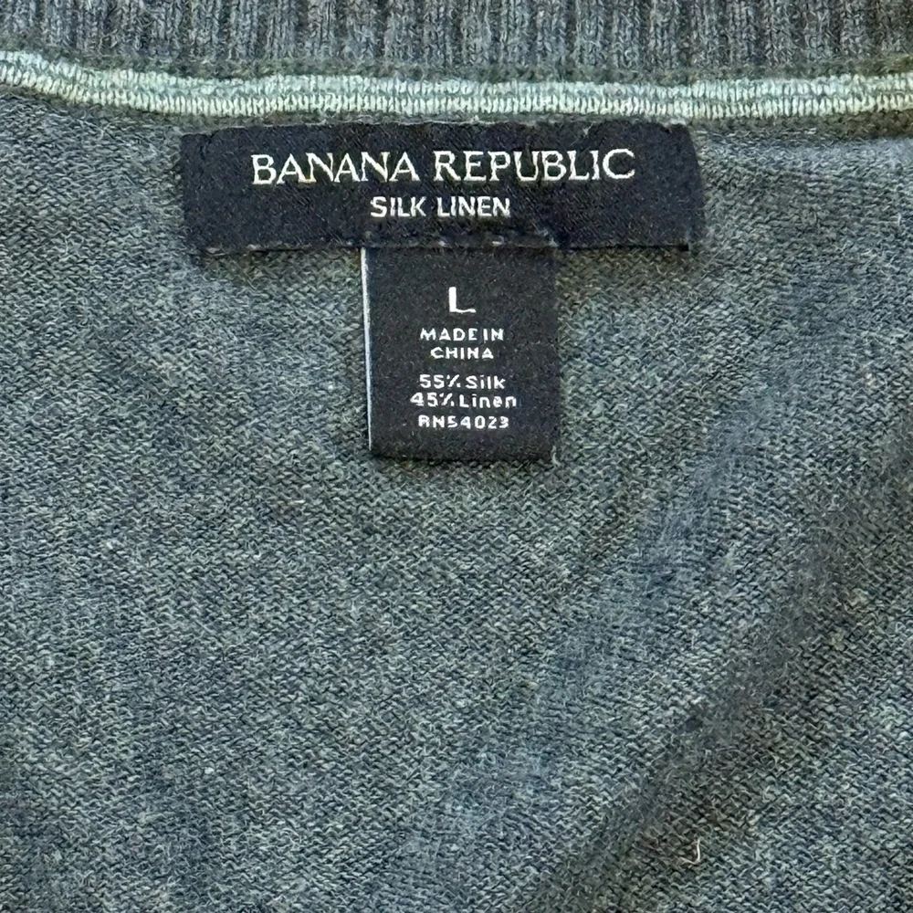 Banana Republic Men’s L Silk Linen V-Neck Sweater Gray